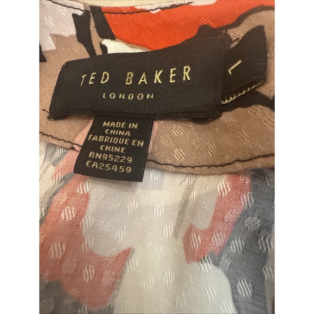 Ted Baker London Floral Size XS Above  Knee Flare Puff Sleeves Zip Back Pockets - Picture 6 of 13